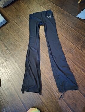 Black Flared Pants with Rhinestone S Logo
